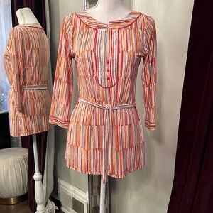 BCBGMAXAZRIA 3/4 Sleeve Striped Tunic Size Small
